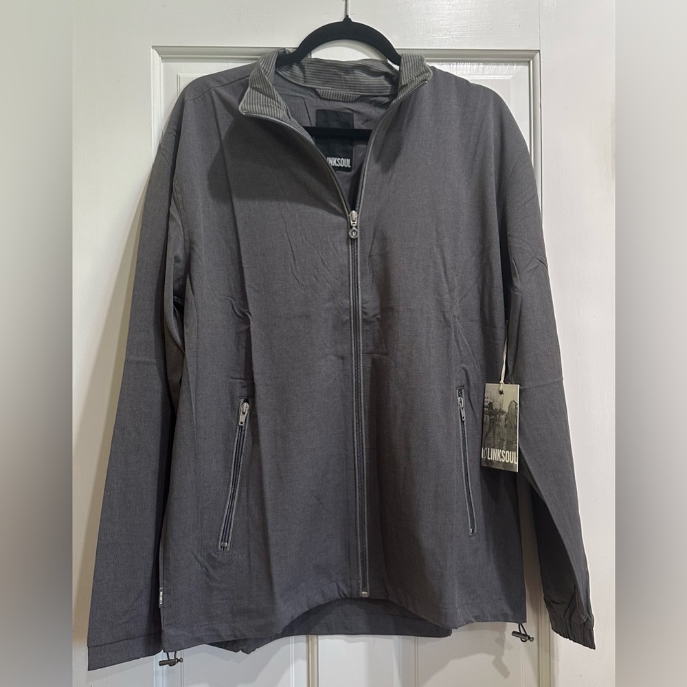 LinkSoul Golf Men’s Size Medium Black Full Zip Lightweight Windbreaker Jacket